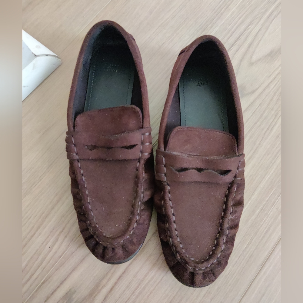 H&M Brown Faux Suede Loafers Size 38